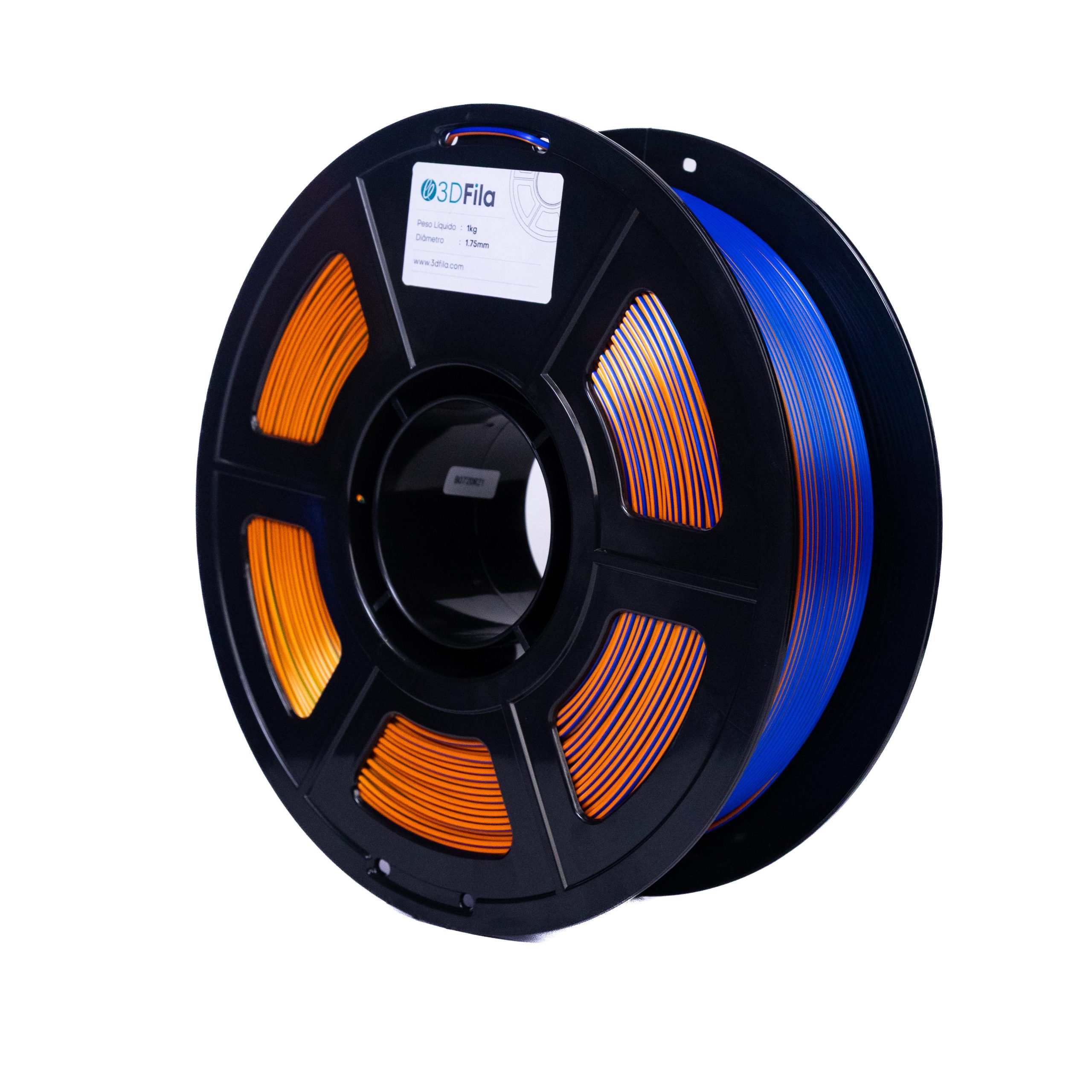 Filamento PLA Silk Tricolor Laranja, Azul e Verde
