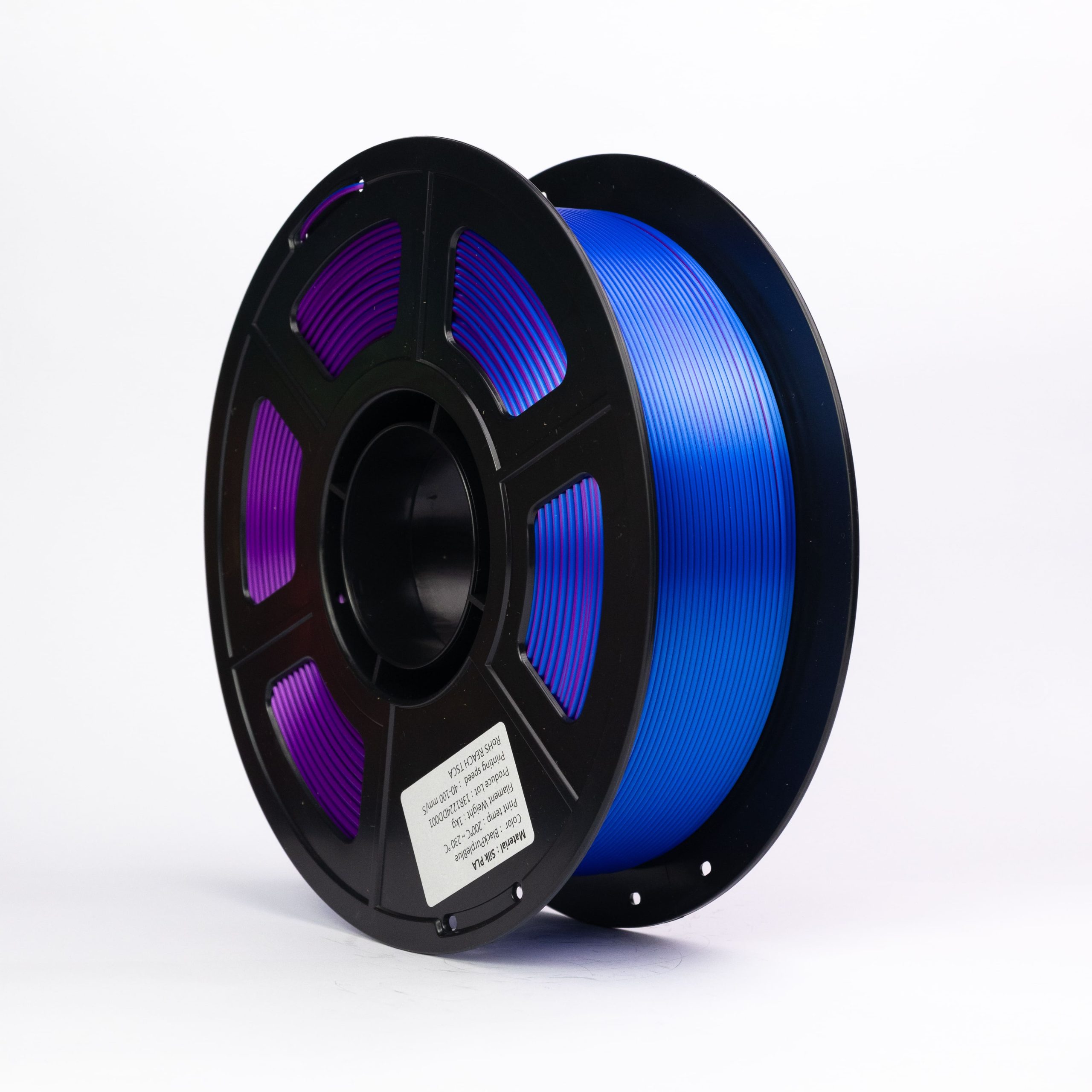 Filamento PLA Silk Tricolor Preto, Roxo e Azul